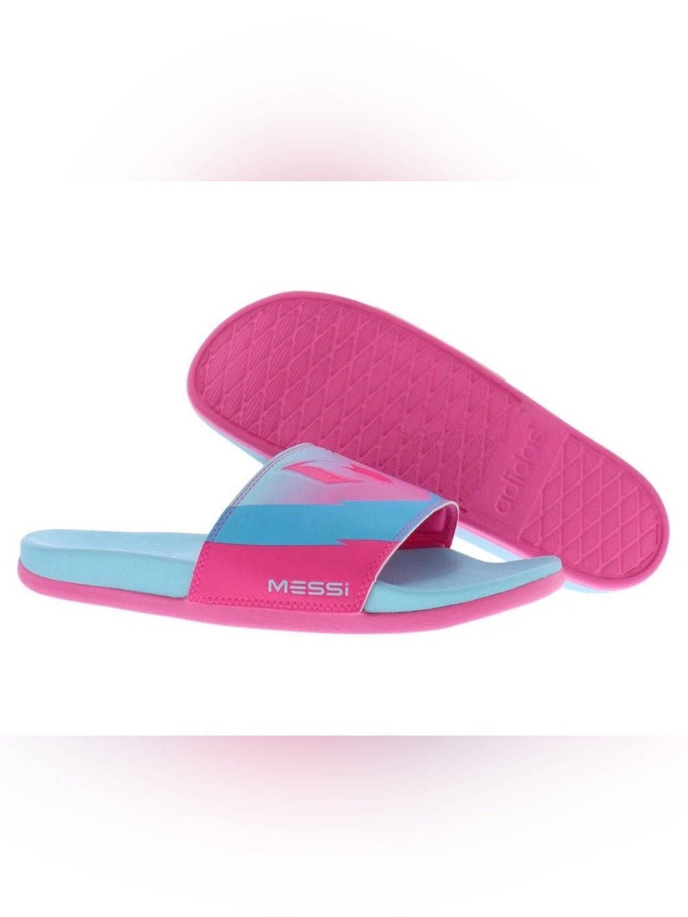 Adidas Adilette Comfort Messi Slide Mens Shoes Size 11, Color: Flash Aqua/Lucid